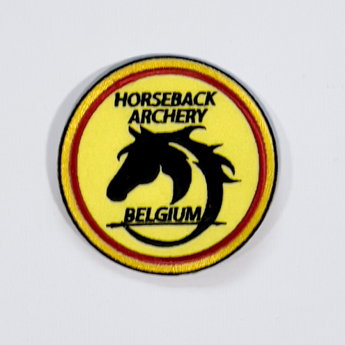 Wappenschild horseback archery Belgium auf der Domaine du bois de serree