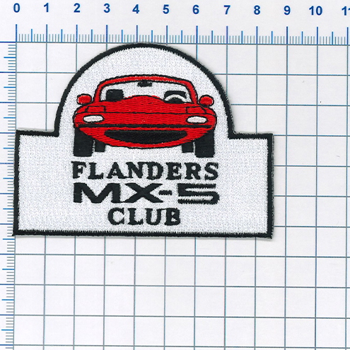 Gut zum Druck gestickter Aufnäher der Autoclub Flanders MX-5