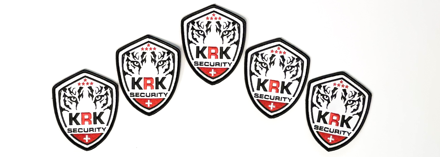 Kombination von gestickten Wappenabzeichen mit 50% für die Agenten von KRK Security