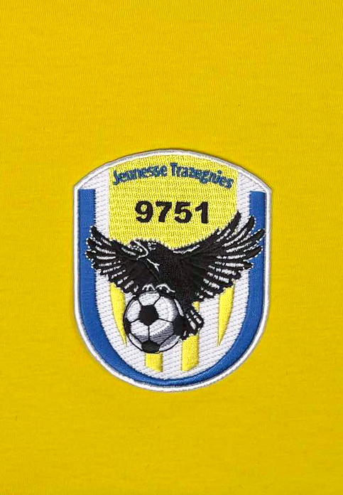 Runde 100% gestickte Abzeichen für den Fußballverein Jeunesse Trazegnies