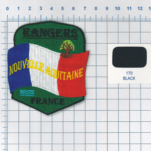Patch mit der französischen Flagge für die Rangers der Neu-Aquitanien geschickte Vorschau